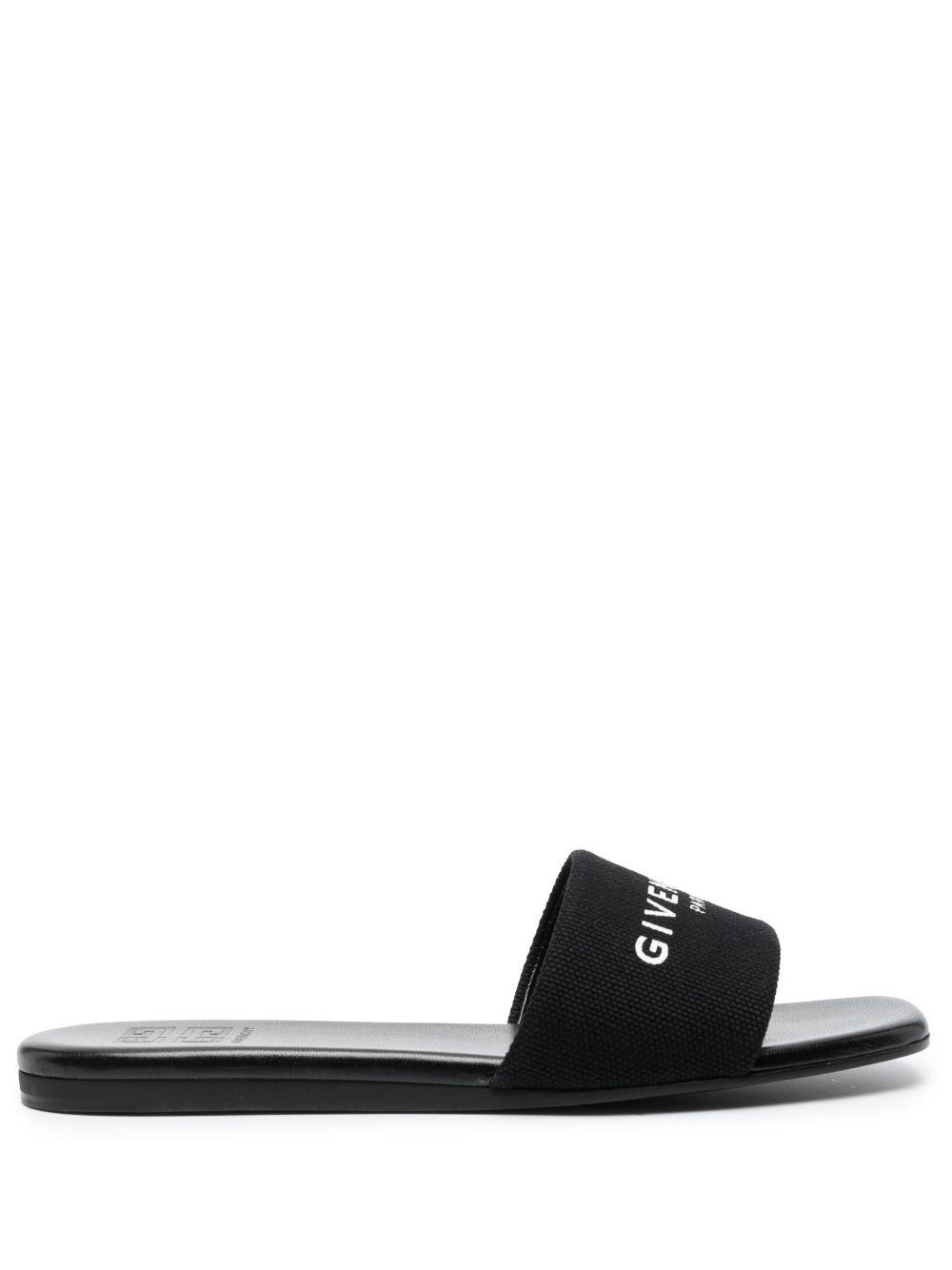 logo-print flat slides Product Image
