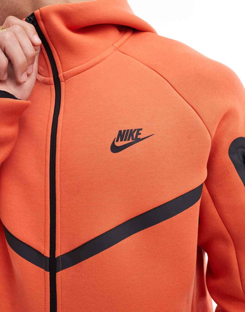 Nike Tech Fleece full zip hoodie in orange Product Image