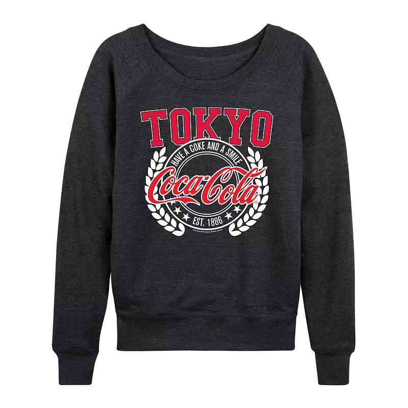 Womens Coca-Cola Tokyo French Terry Long Sleeve Tee, Girls Grey Indigo Product Image