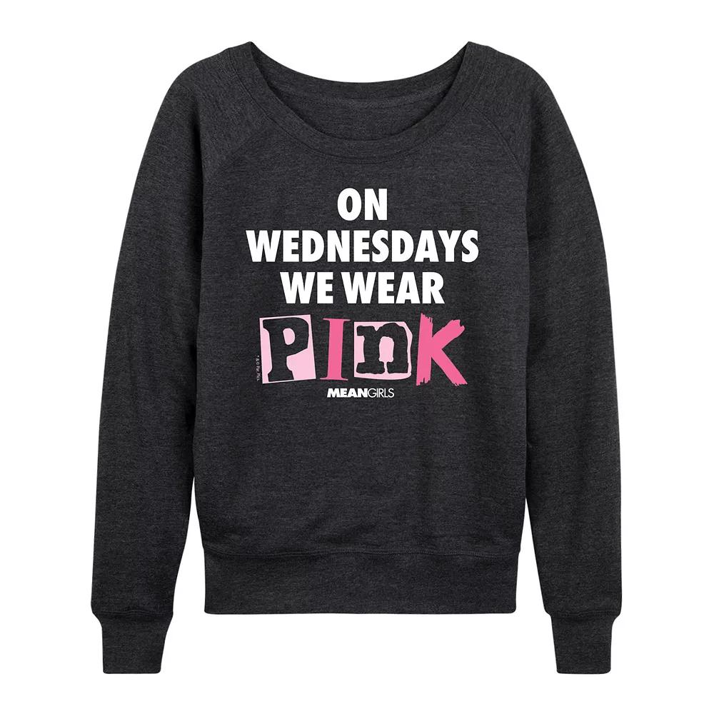 Womens Mean Girls We Wear Pink French Terry Long Sleeve Tee Grey Indigo Product Image