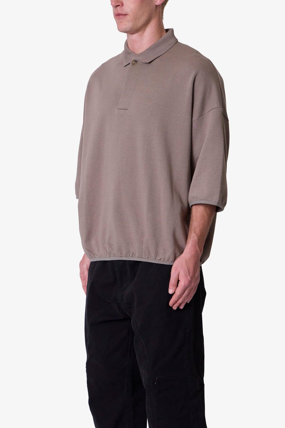 Oversized Knit Polo S/S Shirt - Bone Product Image