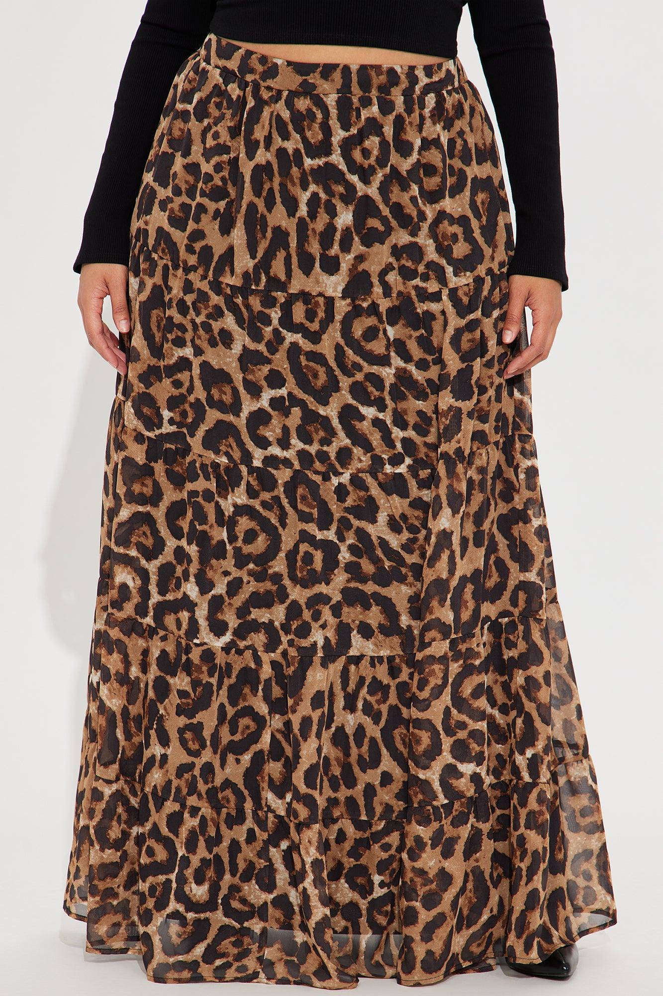 Simona Leopard Tiered Maxi Skirt - Brown/combo Product Image