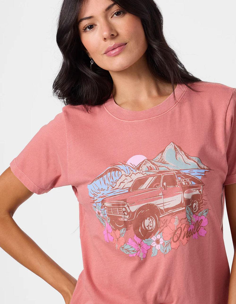 O'NEILL Sunset Crossing Womens Boy Tee - CORAL Product Image
