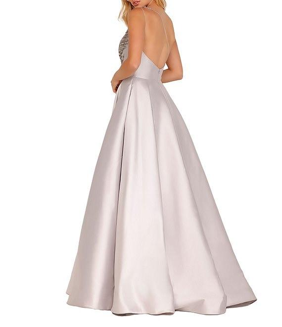 Terani Couture Sleeveless One Shoulder Beaded Strap Back Detail Ball Gown Product Image