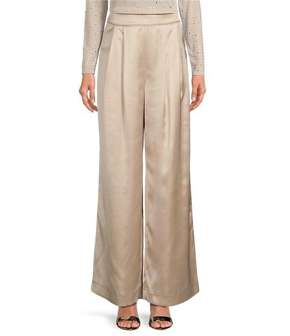 Gianni Bini Devon Wide Leg High Rise Satin Pants Product Image