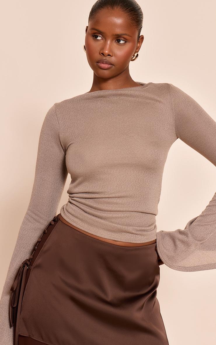 Mushroom Textured Extreme Flute Sleeve Long Top Product Image