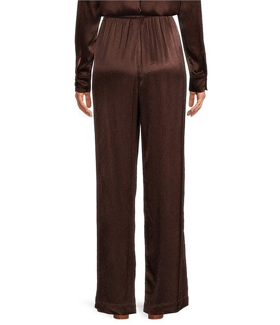 Cloth & Stone Woven Plisse High Rise Tie Waist Flat Front Wide Leg Pants Product Image