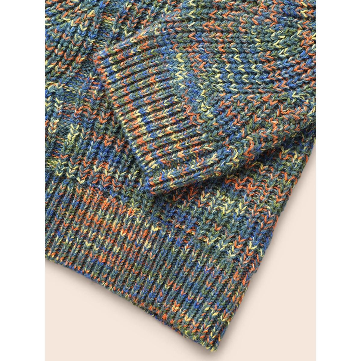 Plus Size V Neck Texture Heather Cable Knit Pullover Multicolor Women Casual Long Sleeve V-neck Everyday Pullovers BloomChic 22-24/3X Product Image