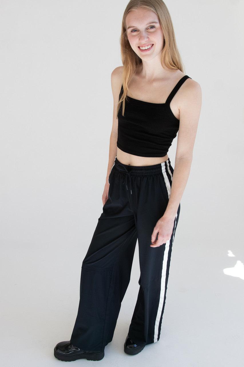Wide Leg Side Stripe Track Pants Product Image