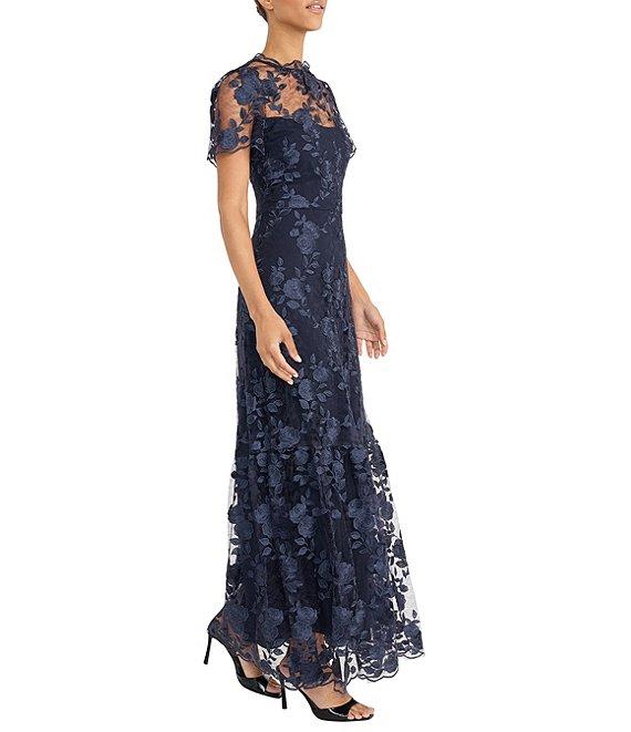 Maggy London Embroidered Mesh Floral Print A-Line Gown Product Image