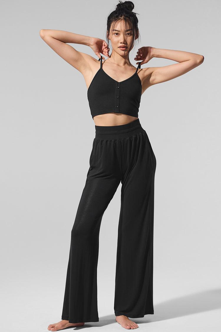 Ribbed Delicate Lounge Tank - Black Product Image