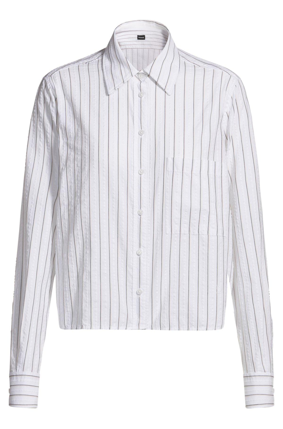 Regular-fit blouse in a striped cotton blend Product Image