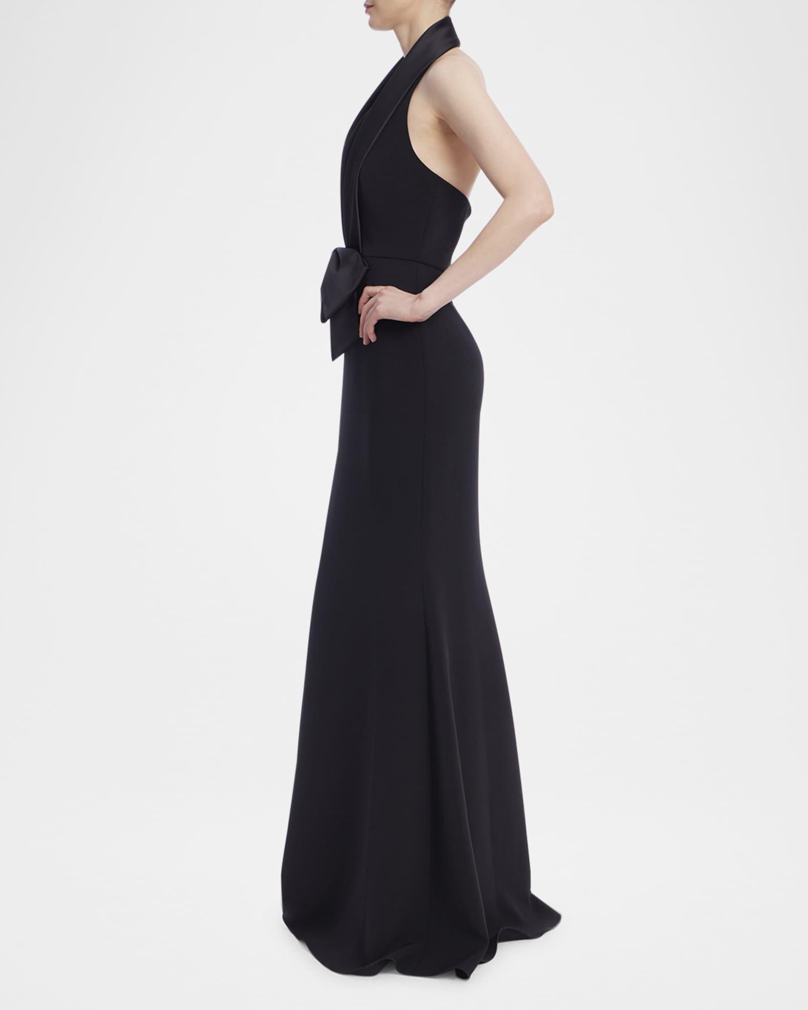 Bow-Front Halter Tuxedo Gown Product Image