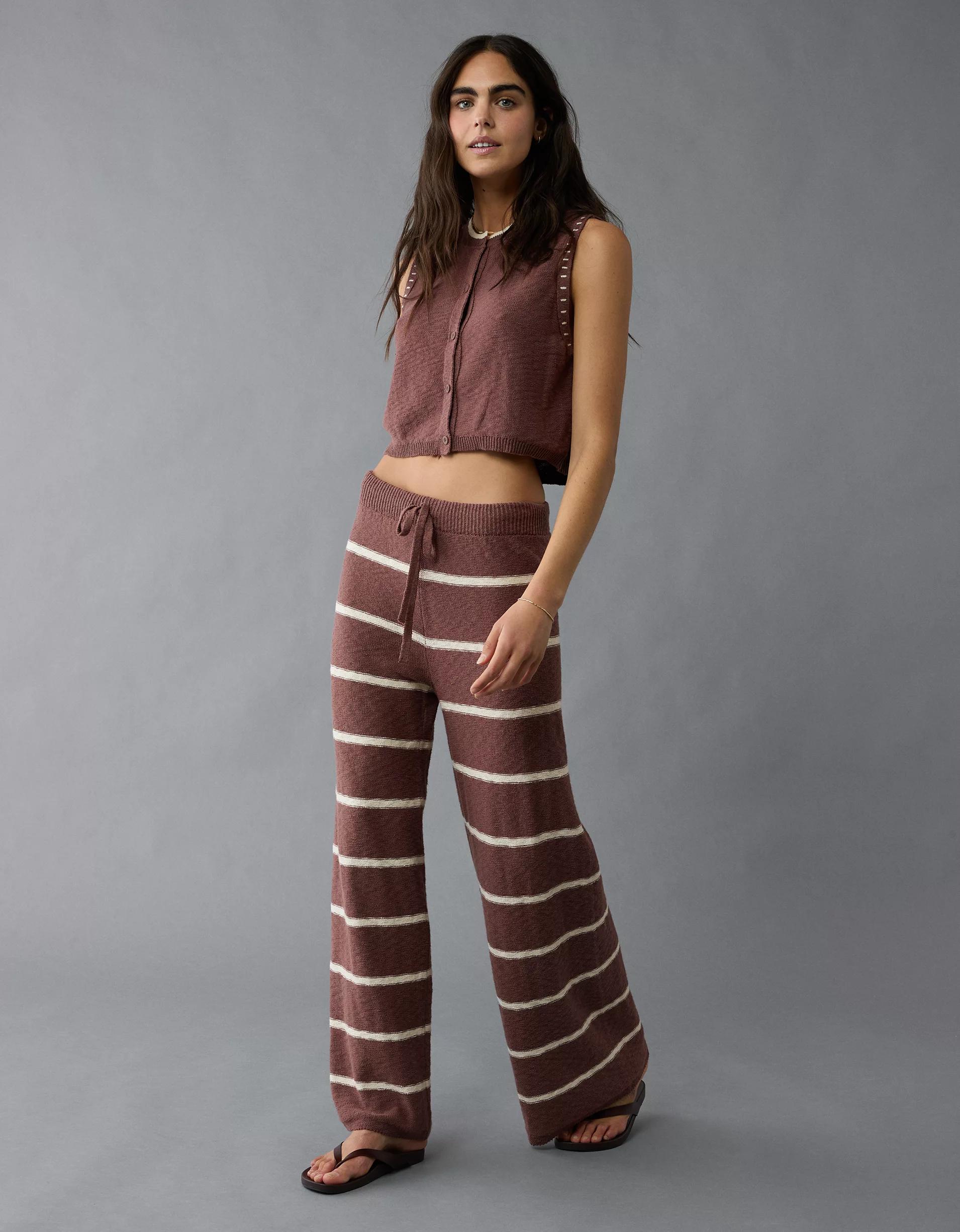 AE Knit Wide-Leg Striped Pant Product Image