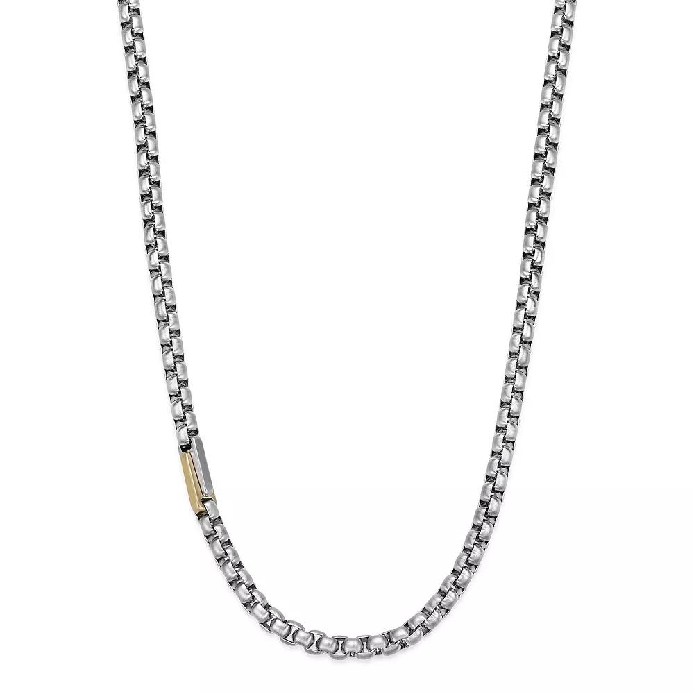 LYNX Men's Two Tone Stainless Steel Box Chain Necklace, Size: 22", Gold Tone Product Image