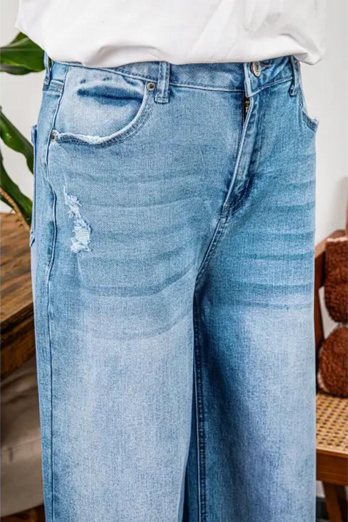 High Rise Slit Leg Straight Jeans Product Image