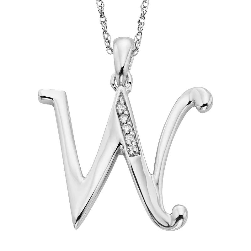 Sterling Silver Diamond Accent Initial Pendant, Women's,  Product Image