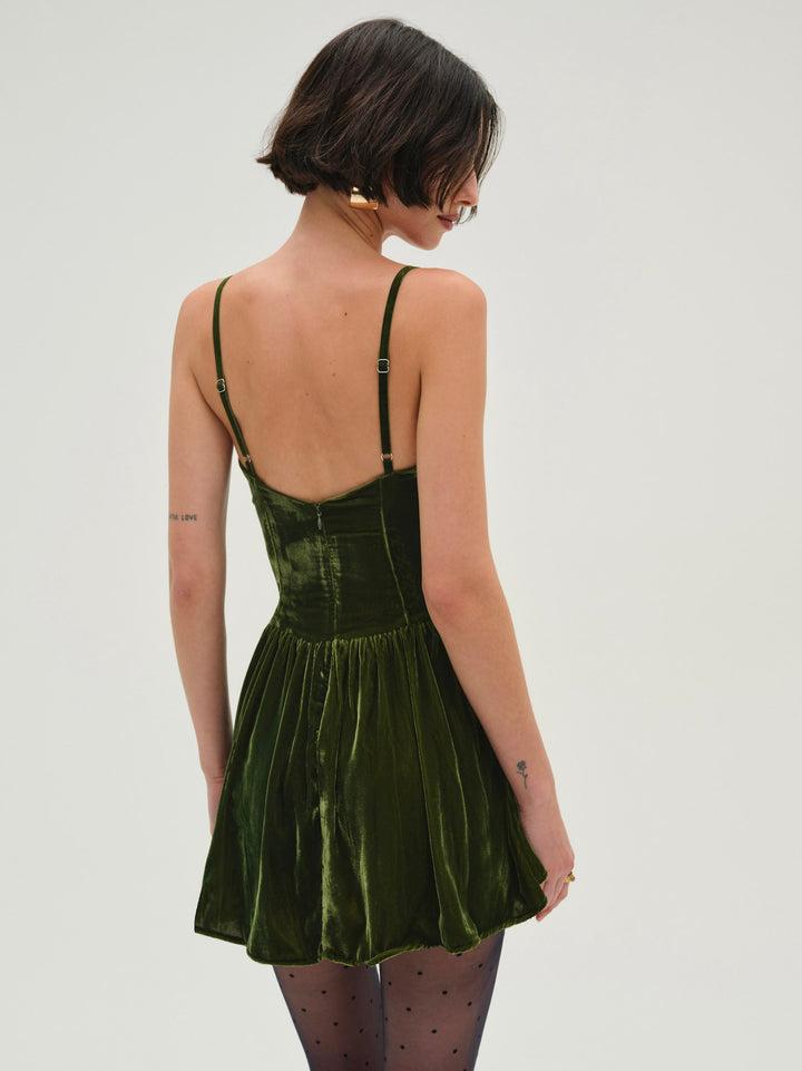 Martini Velvet Mini Dress — Green Product Image