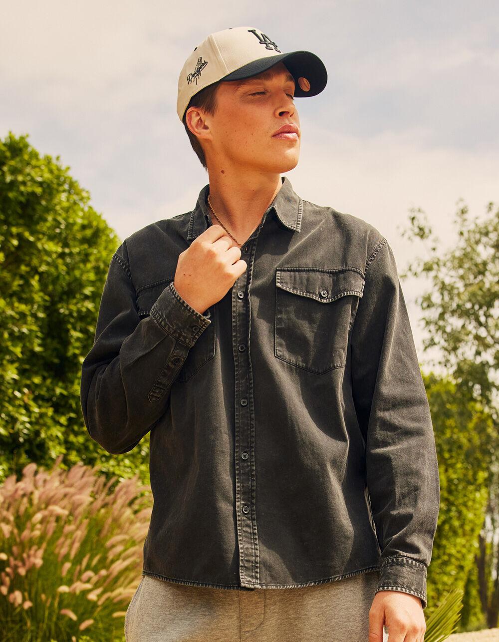 RSQ Mens Washed Twill Shirt - BLACK Product Image