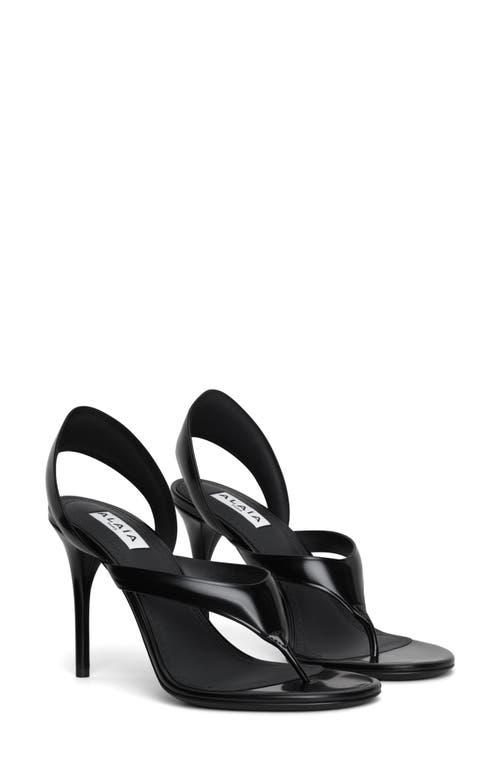 ALAÏA Leather Thong Slingback Sandals In Noir Product Image