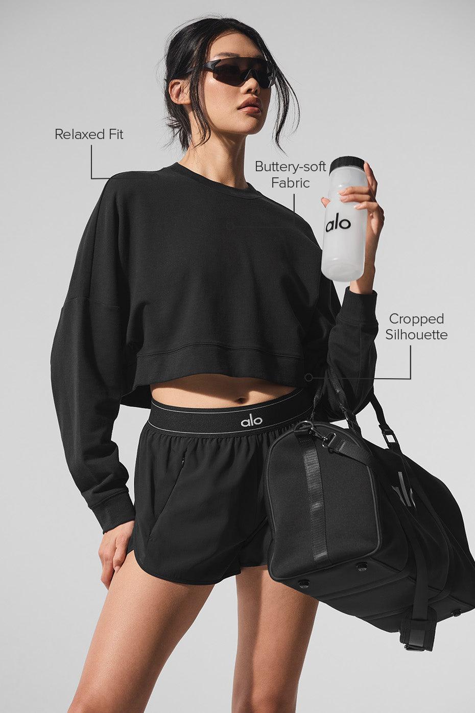 Cropped Sway Crew Neck Pullover - Black Female Product Image