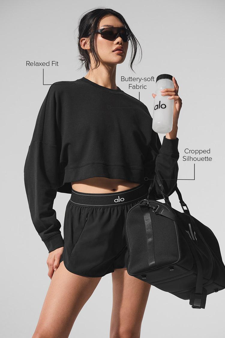 Cropped Sway Crew Neck Pullover - Black Female Product Image