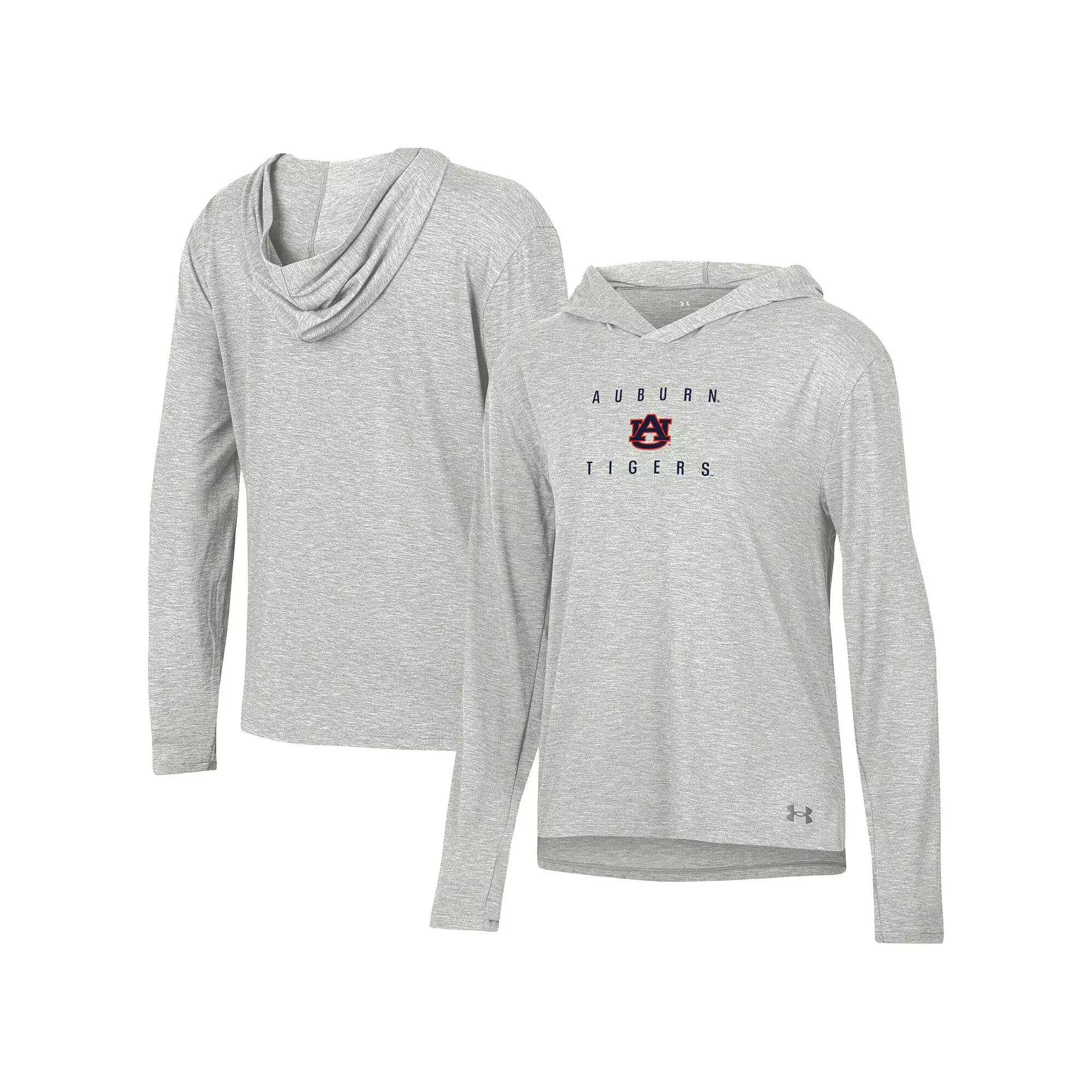 Women's Under Armour Heather Gray Auburn Tigers Super-Soft Breezy Long Sleeve Tri-Blend Hoodie T-Shirt, Size: XS, Grey Product Image