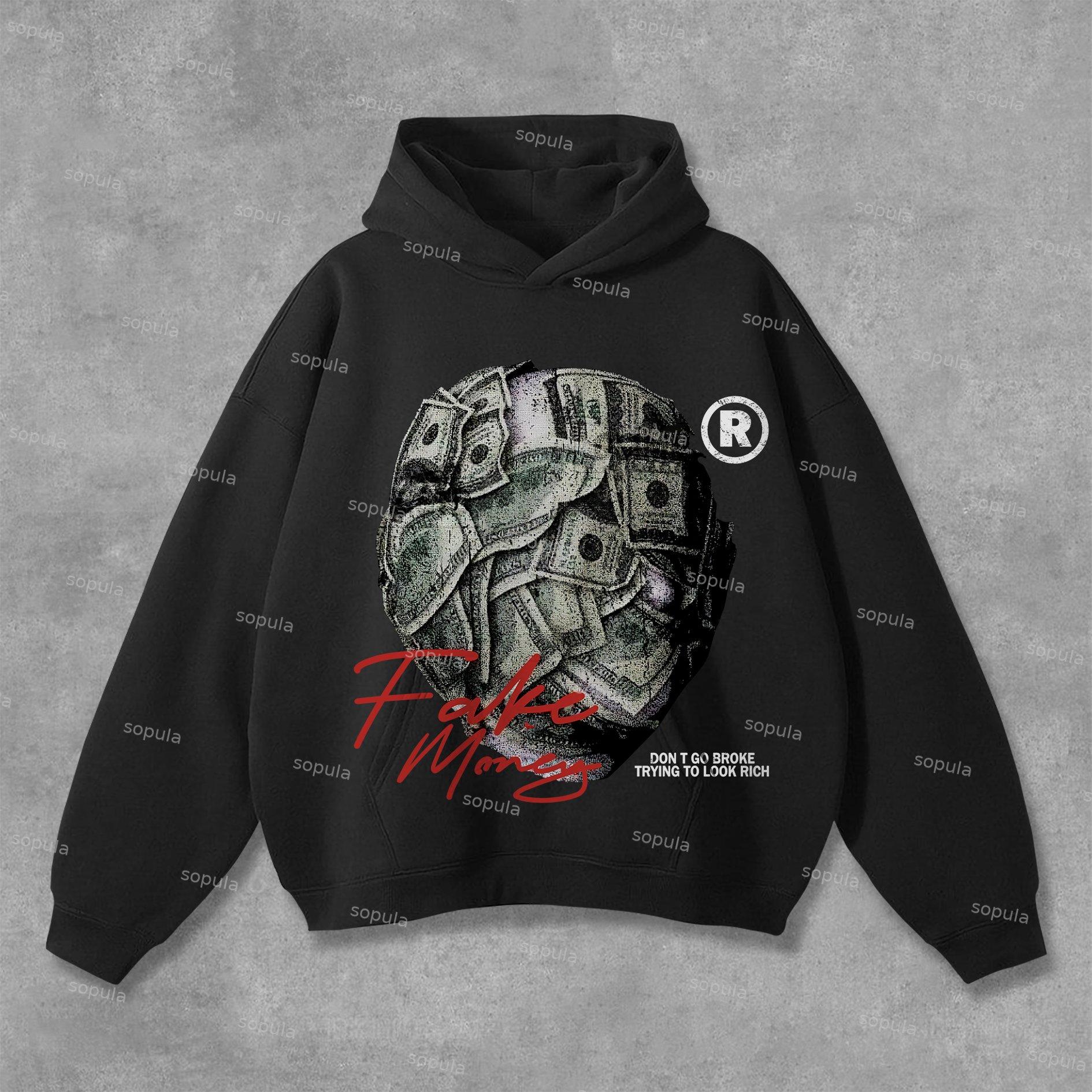 Sopula Don't Go Broke Trying To Look Rich Graphics Pocket Hoodie Product Image