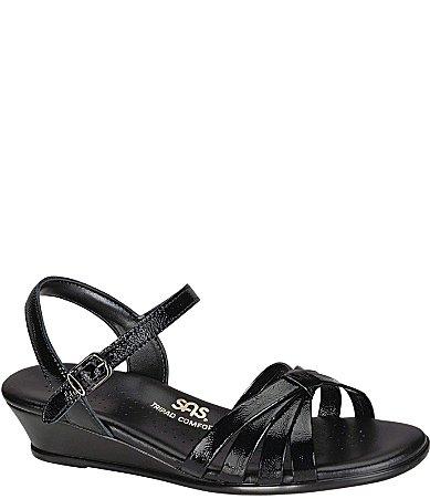 SAS Strippy Patent Wedge Sandals Product Image