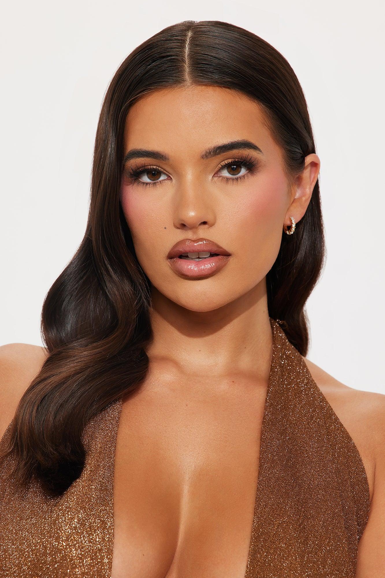 Melony Rhinestone Hoop Earrings - Gold Female Product Image