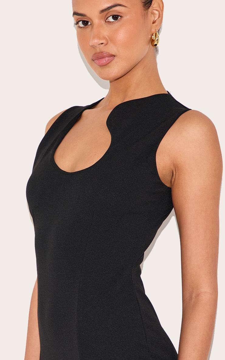 Black Stretch Woven Mini Dress Product Image