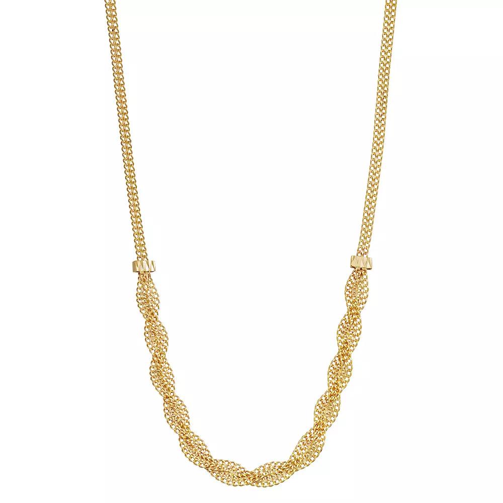 Au Naturale 10k Yellow Gold Fancy Braided Curb Link Necklace, Women's, Size: 17", 10k Gold Product Image