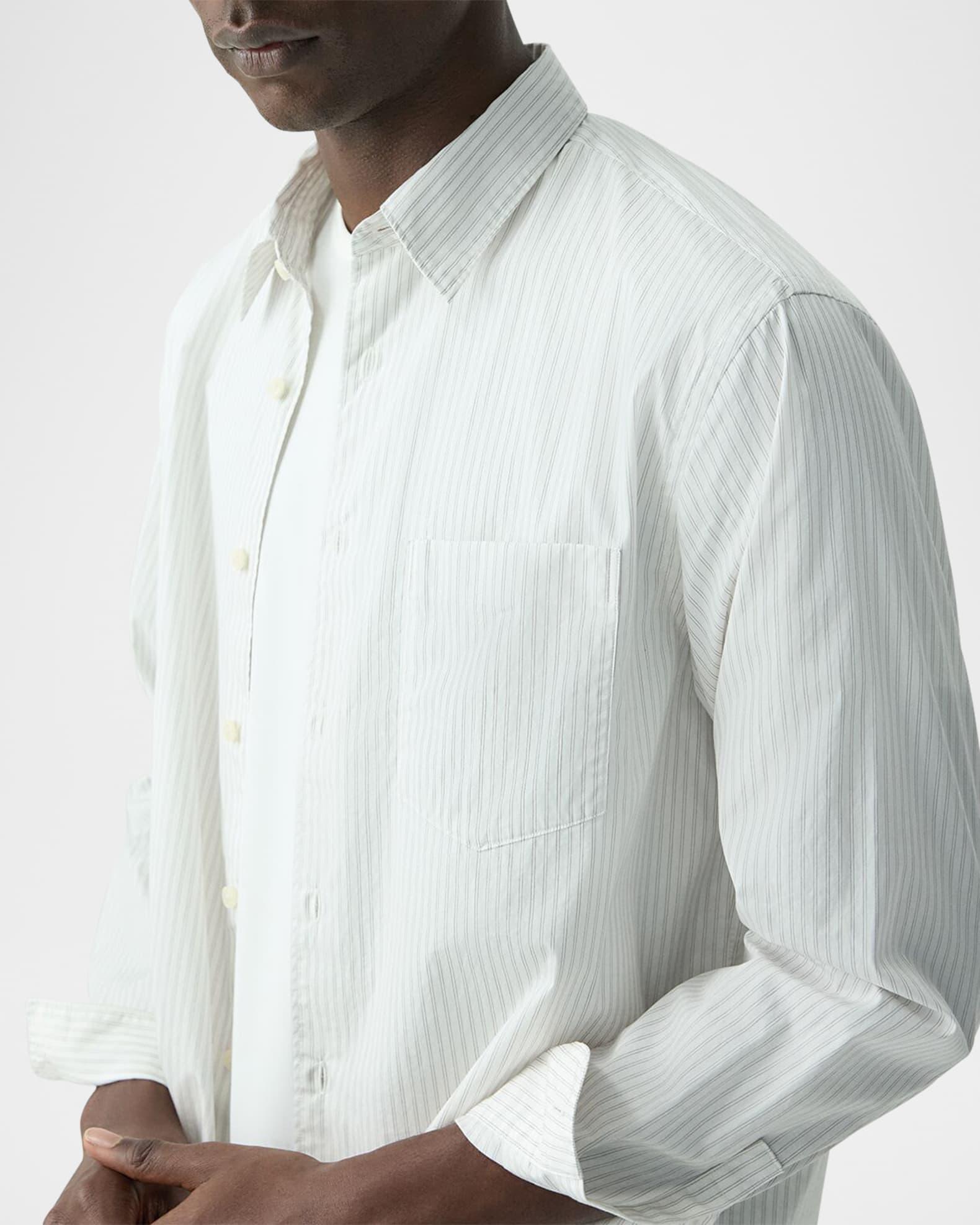 Mens Weekend Striped Cotton Poplin Button-Front Shirt Product Image