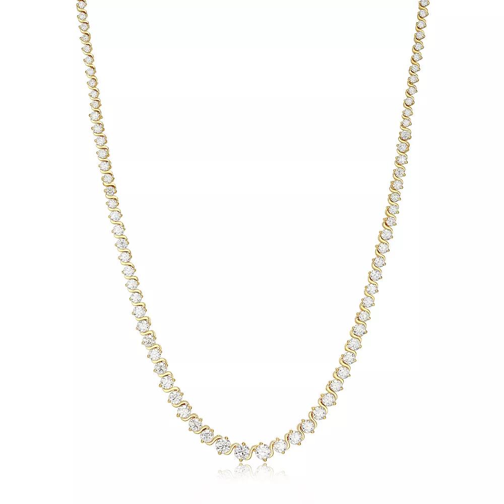 18k Gold Plated Silver Lab-Created Moissanite Graduating Tennis Necklace, Women's, Size: 18", Gold Tone Product Image