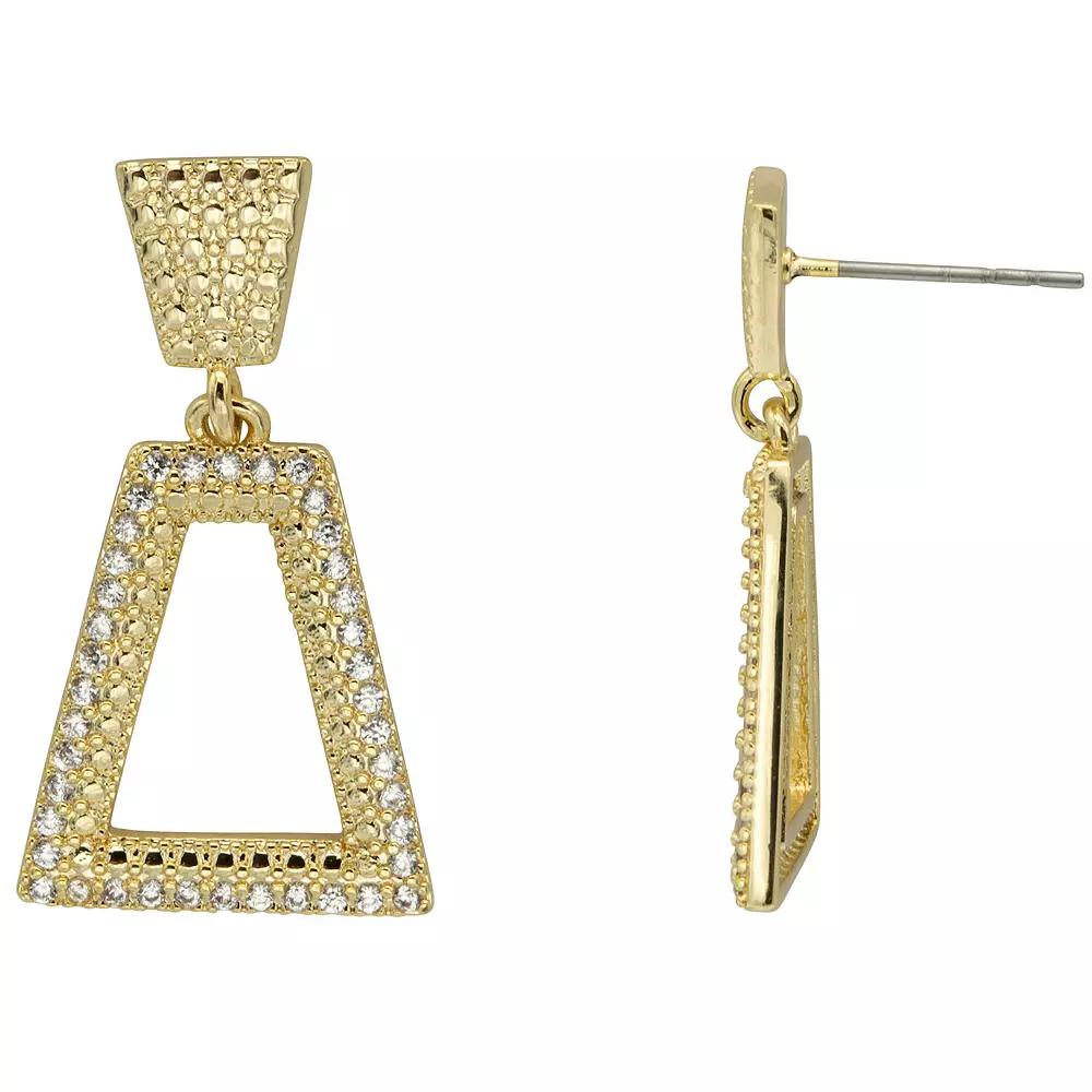 City Luxe Gold Tone Cubic Zirconia Open Triangular Drop Earrings, Women's, Gold Tone Clear Product Image