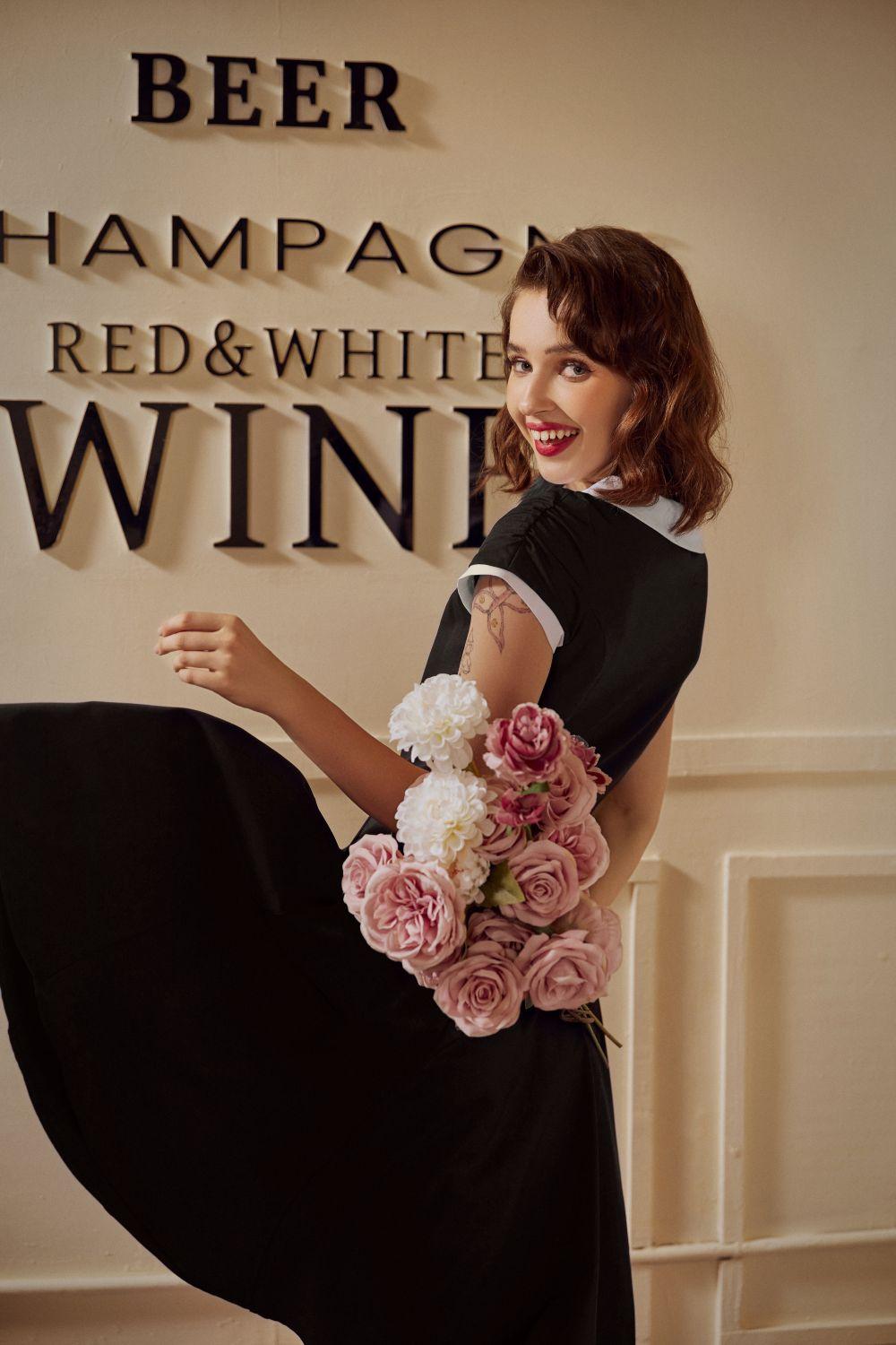 Black & White Keyhole Swing Dress Product Image