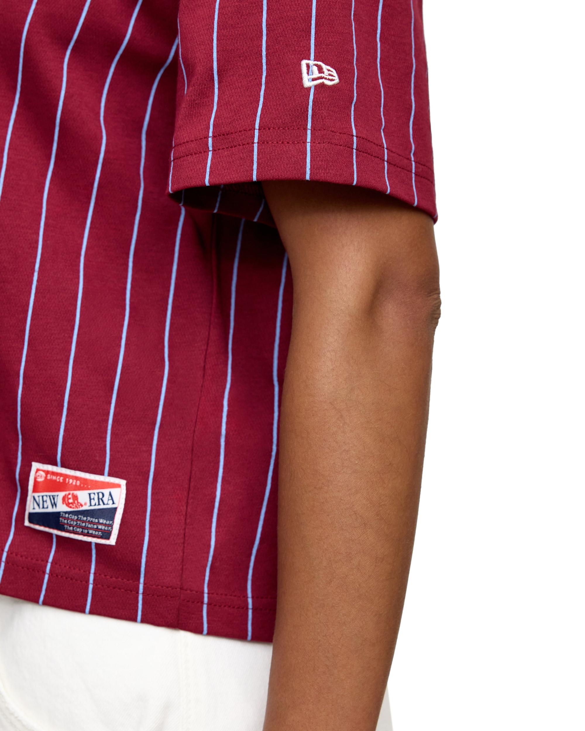 Women's New Era Navy Cleveland Guardians Boxy Pinstripe T-Shirt,  Product Image