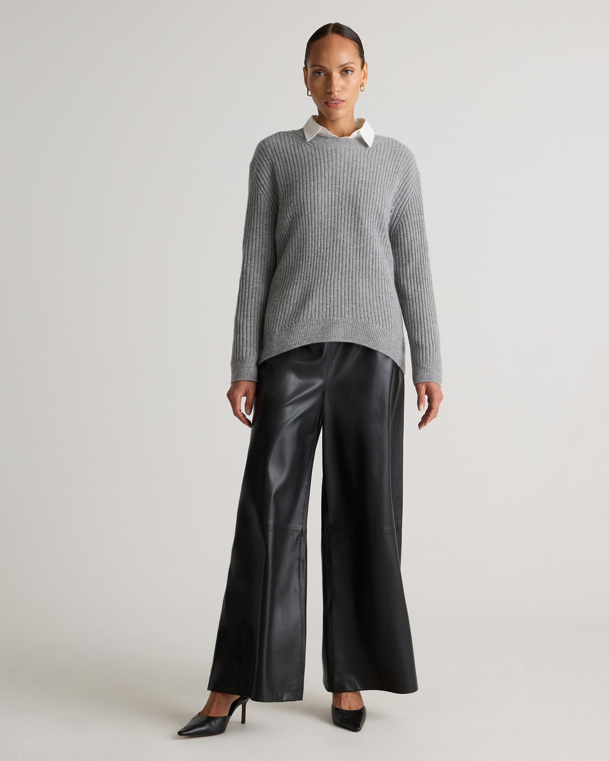 Quince | Women's Mongolian Cashmere Relaxed Wide-Rib Crewneck Sweater Size XL Product Image