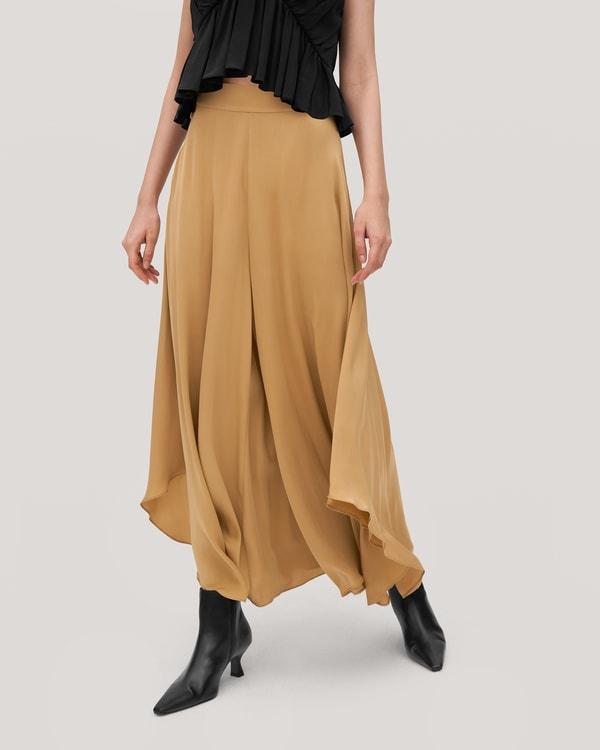 Wide-Legged Silk Fig Pants Product Image