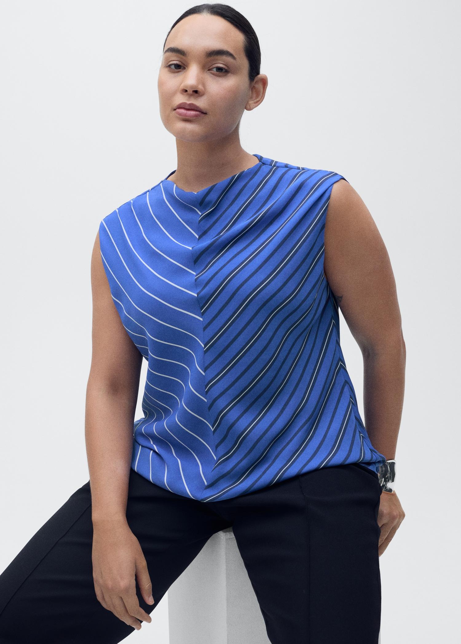 Combined striped blouse - Women | MANGO USA Product Image