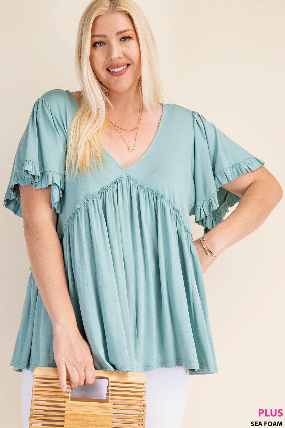 7275   Gracie Bell Sleeve Ruffle Top - Reg & Plus! Product Image