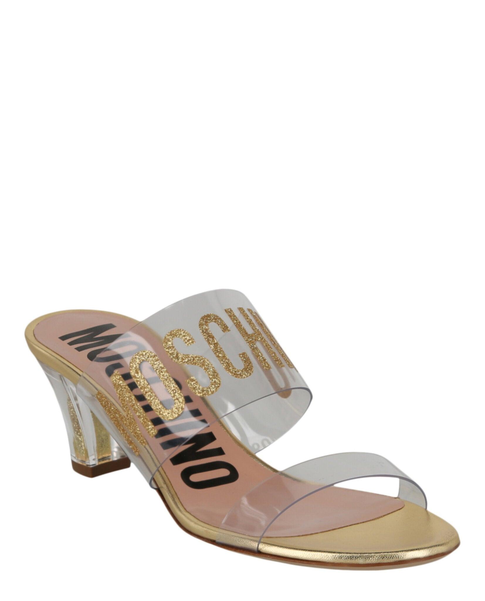 Moschino Glitter Logo Heel Sandals Female Product Image