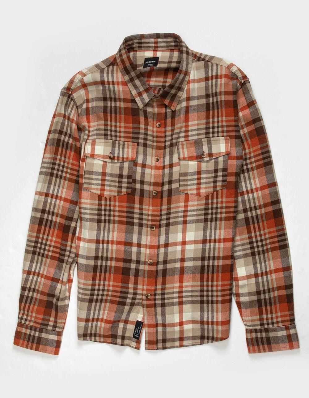 RSQ Mens Plaid Flannel - BRN/ORANGE Product Image