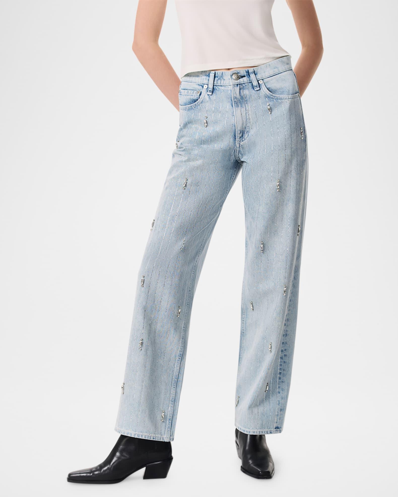 Shea High-Rise Relaxed Straight Embellished Jeans Product Image