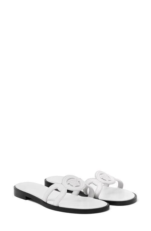 VERSACE Medusa Leather Flat Slide Sandals In White Product Image