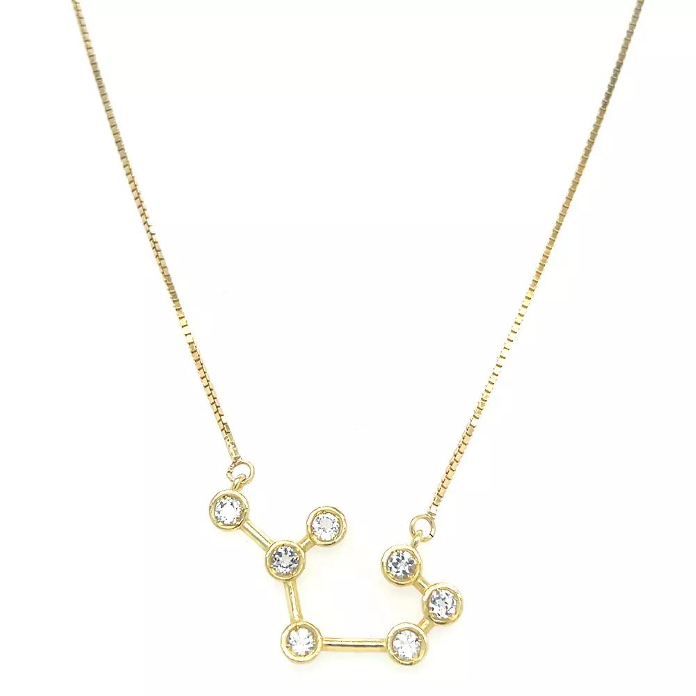 Meshmerise Sterling Silver White Topaz Zodiac Constellation Necklace, Women's, Size: 16-18" ADJ, Gold Tone Sagittarius Product Image