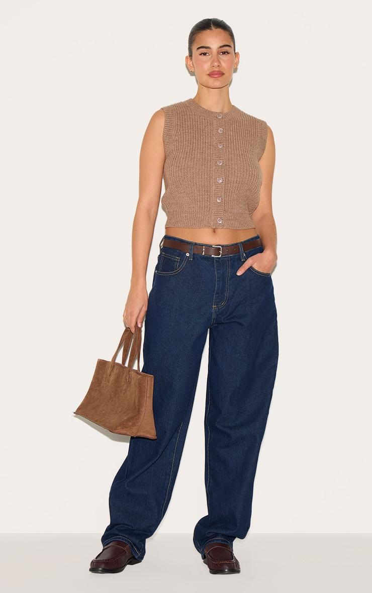 Mushroom Chunky Knit Sleeveless Sweater Product Image