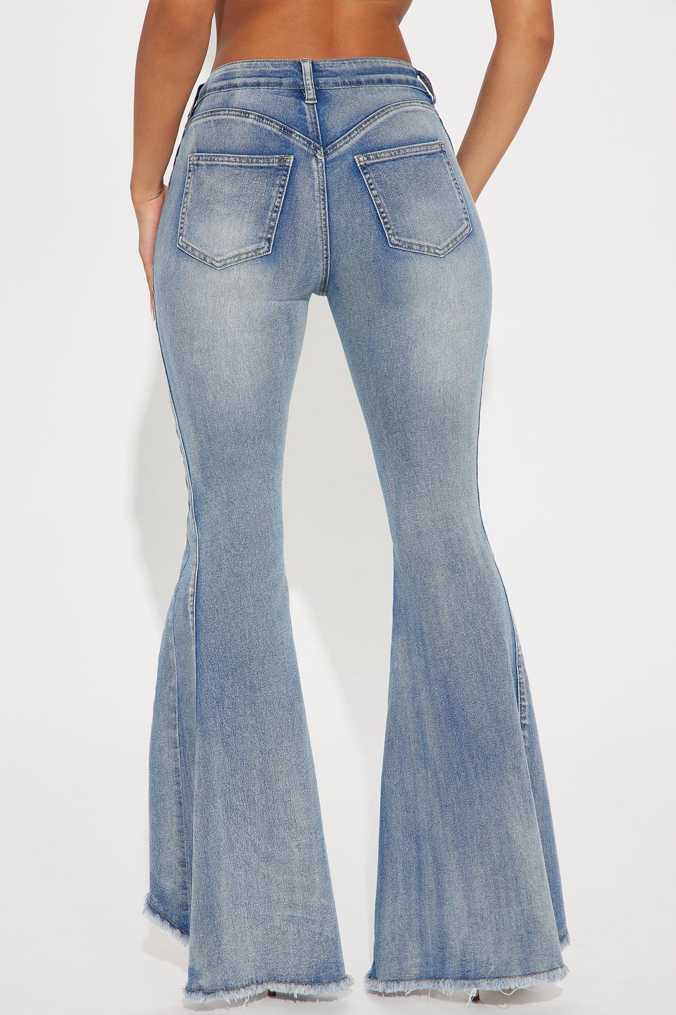 About That Life Stretch Lace Up Flare Jeans - Medium Wash Product Image