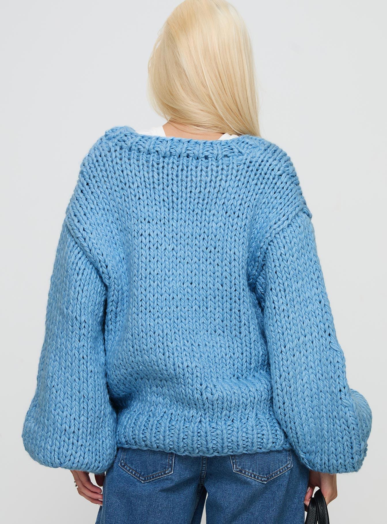 Arrowtown Hand Knit Sweater Blue Product Image