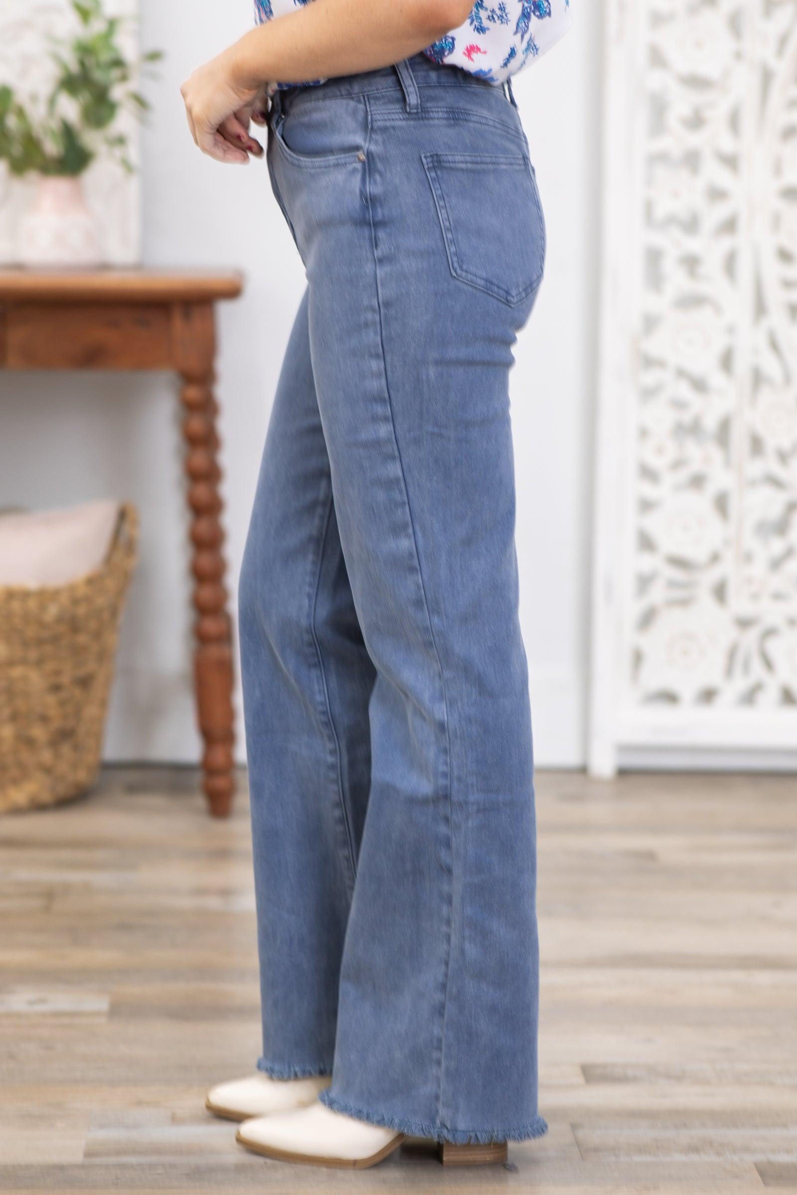 Navy Acid Wash Slim Bootcut Jeans Product Image